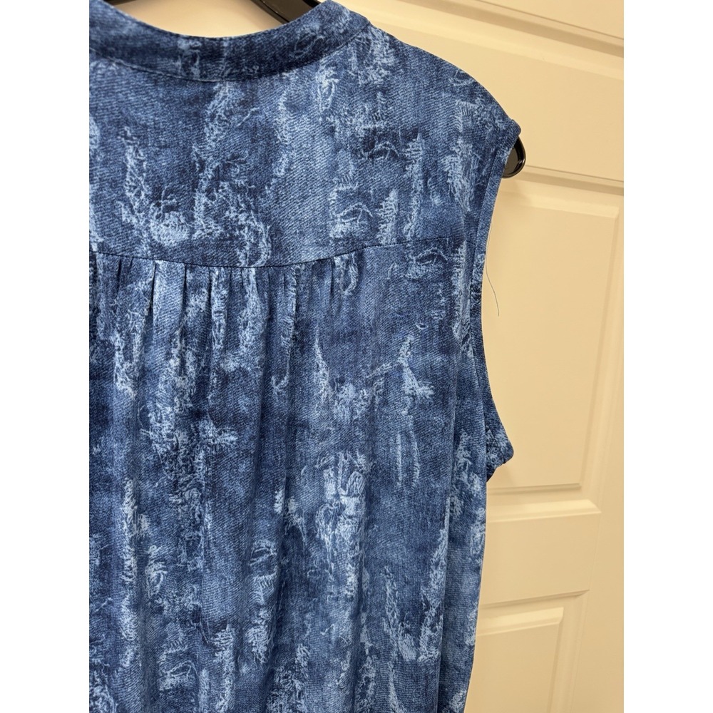 New Directions Blue Sleeveless Pullover Top Blouse Womens 2XP Petite Flowy A12 - Picture 9 of 9